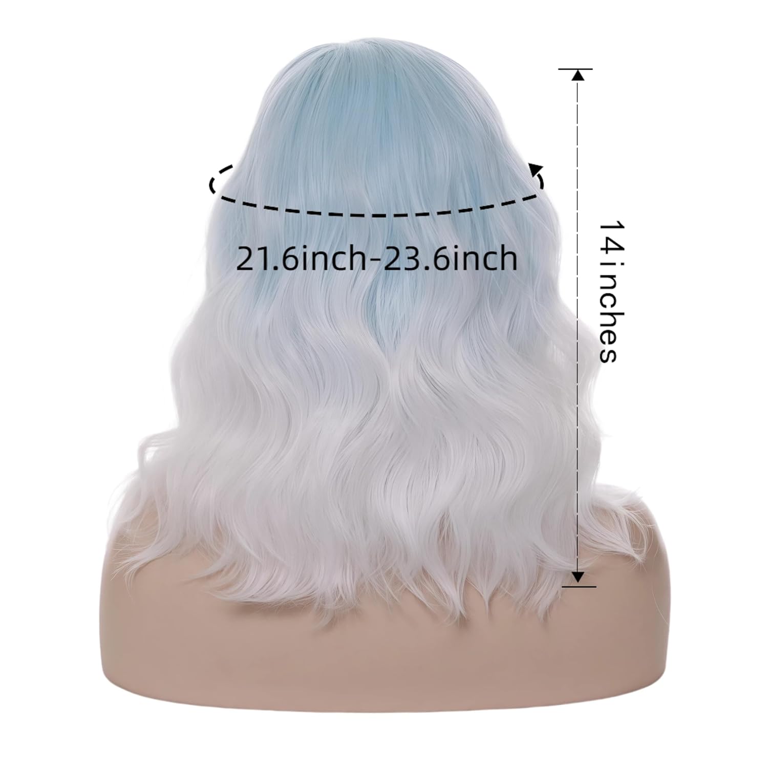 Cying Lin Short Bob Wavy Curly Wig Light Blue Ombre White Wig For Women Cosplay Halloween Wigs Heat Resistant Bob Party Wig Include Wig Cap (Light Blue Ombre White)