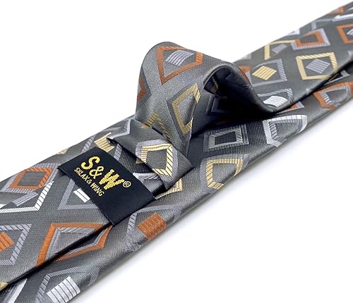 Miniatura 5 de S&W SHLAX&WING Tie Set for Men Necktie Pocket Square Checkered Blue Grey Party