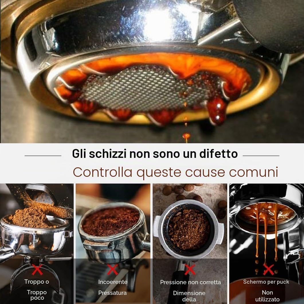 Portafiltro senza fondo 51 mm per DeLonghi Dedica EC680/EC685/EC785/EC820/EC850/EC860, con 2 tazze filtro filtro a cestello, con 3 orecchie spessore 5,5 mm
