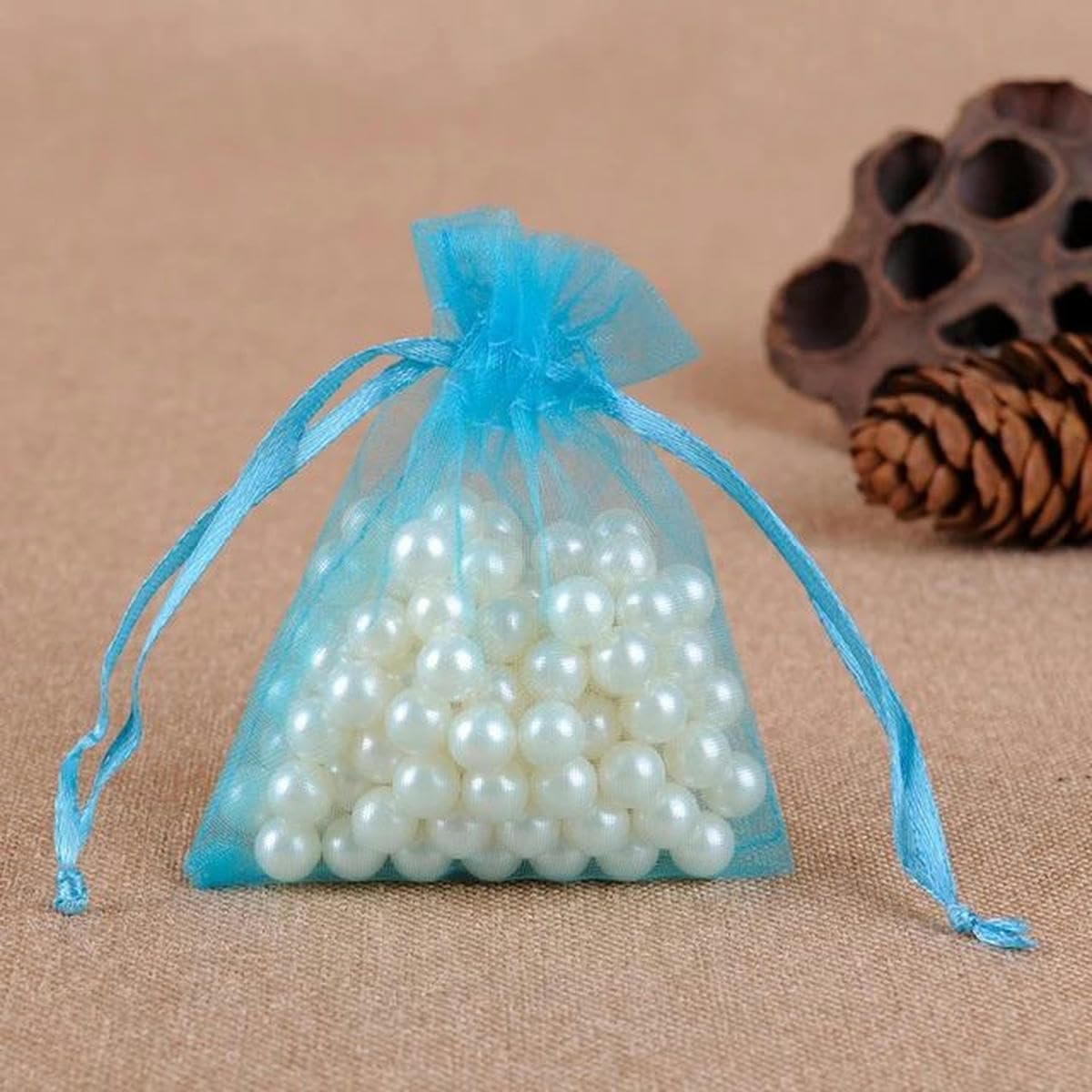 50 sztuk 7X9 9X12 10X15 13X18 cm Organza Worek do pakowania biżuterii dekoracji weselnej