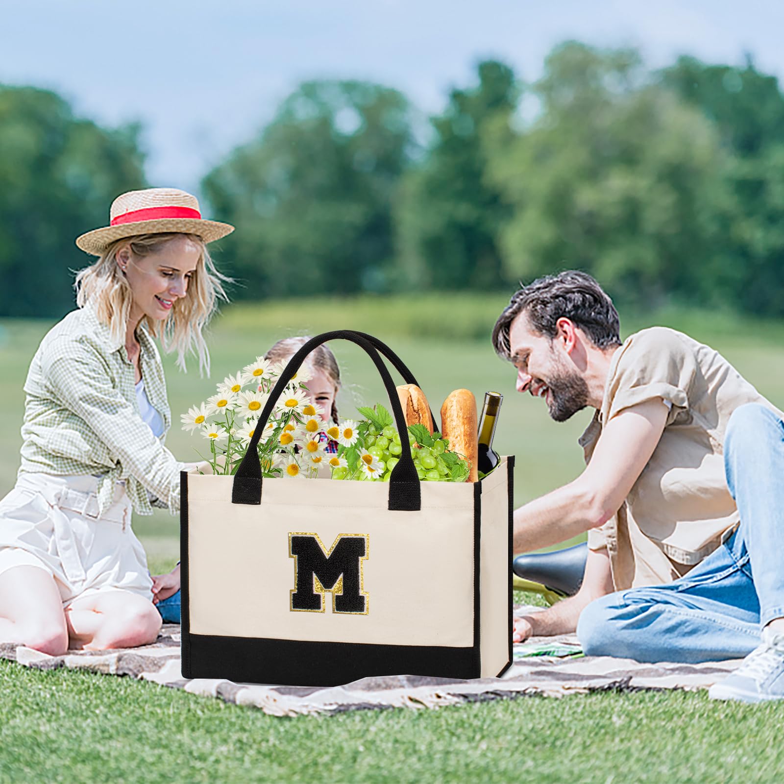 GASSDA Personalized Initial Tote Bag - Birthday, Christmas, Teacher, Mom, Sister, Friend Gifts