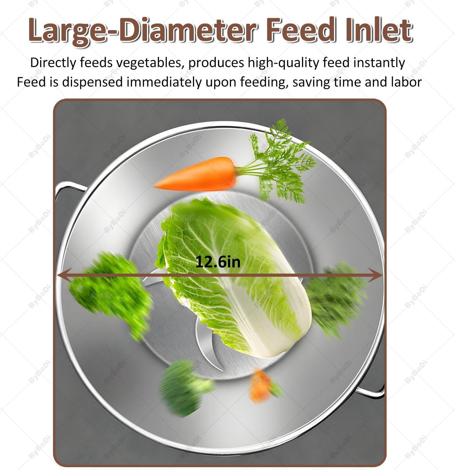 Commercial Food Processor,1800w Electric Commercial Vegetable Chopper,Large-Diameter Feed Inlet,120Kg/H 3500 RPM,Thickened Stainless Steel,for Animal Feed for Vegetables Grains Peanut 110V-1800W