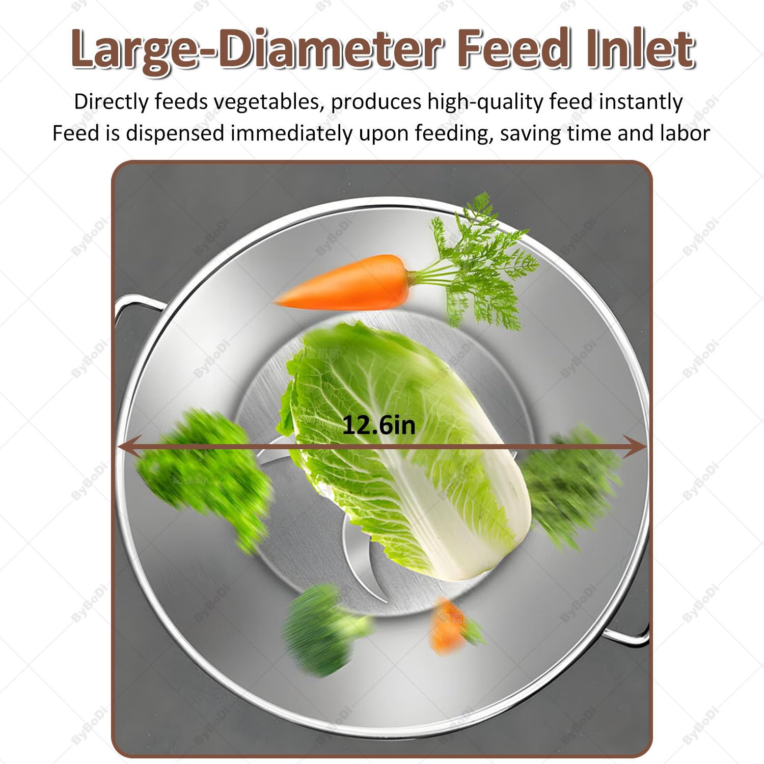 Tritatutto per Verdure Commerciale da 1800 W, Tritatutto Elettrico per Verdure, Acciaio Inossidabile Ispessito, Ingresso di Alimentazione di Grande Diametro, 120 kg/h 3500 Giri/min 220V-1800W