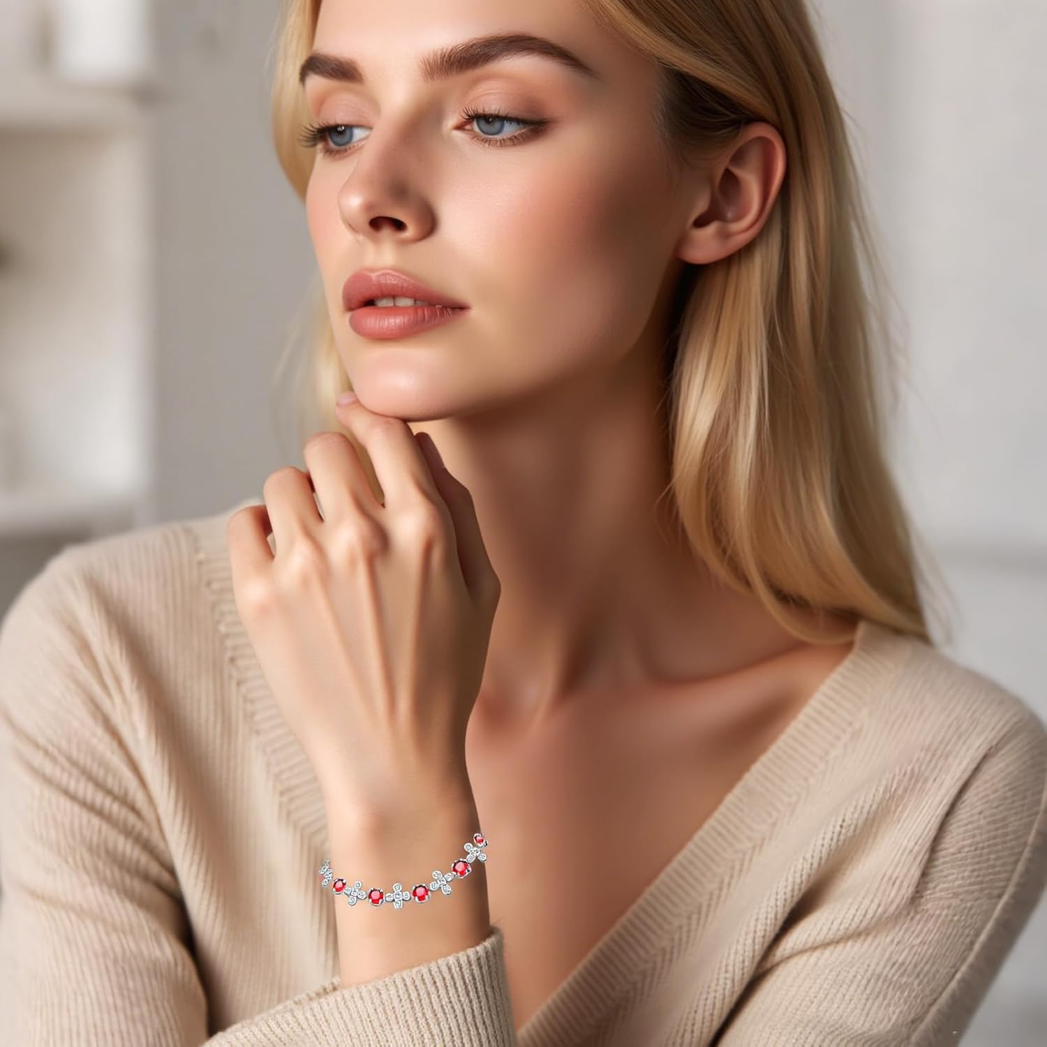 Green/Red/Blue/White/Orange Lucky Straw Bracelet with Cubic Zirconia Gemstones for Women for Gift. - Image 4