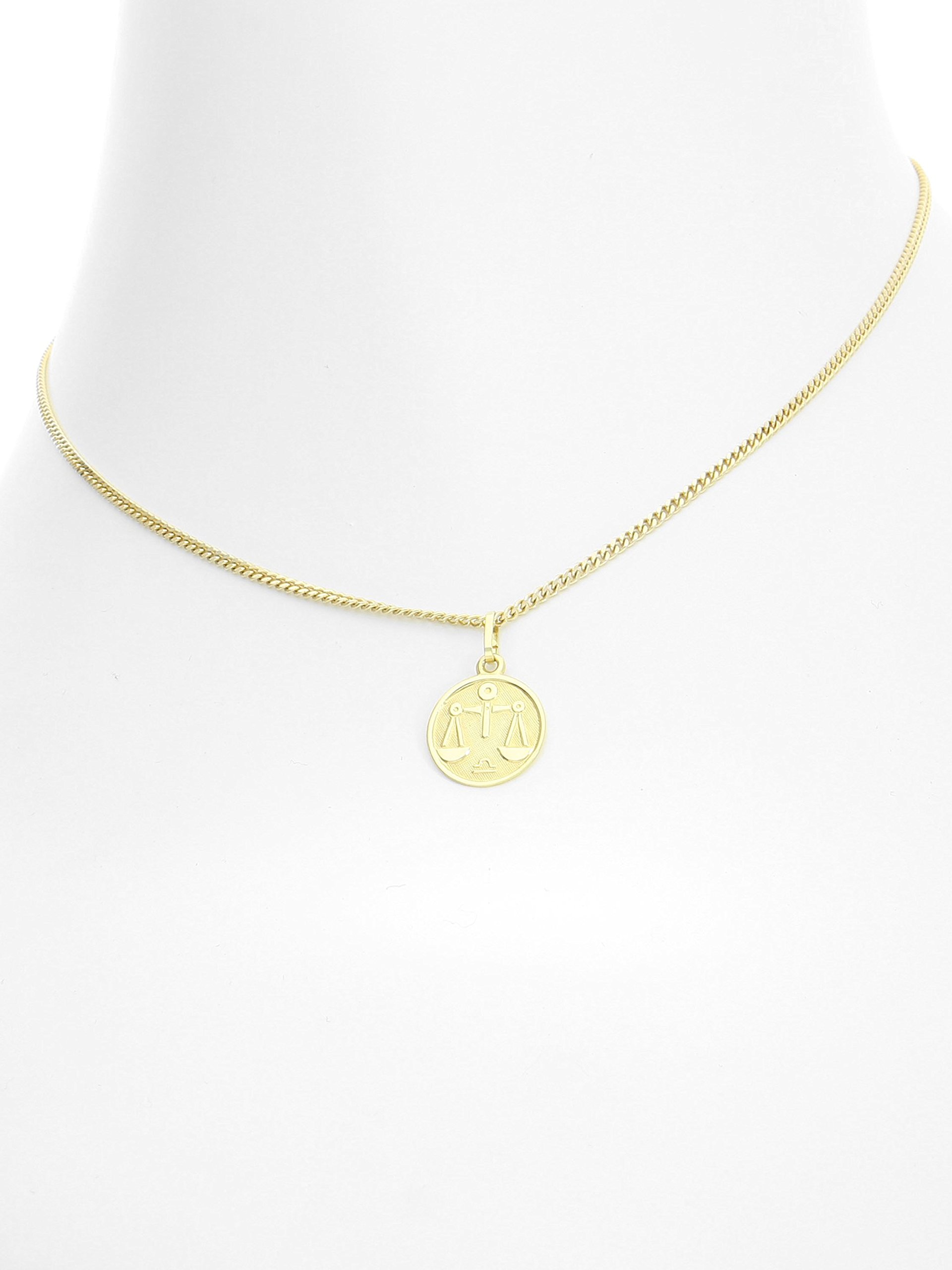 My Gold Pendentif Signe du Zodiaque Balance (Sans Chaîne) Or Jaune Or Véritable 333 (8 Carats) Ø 12mm Rond Signe du Zodiaque Rond A-06017-G303-Waa