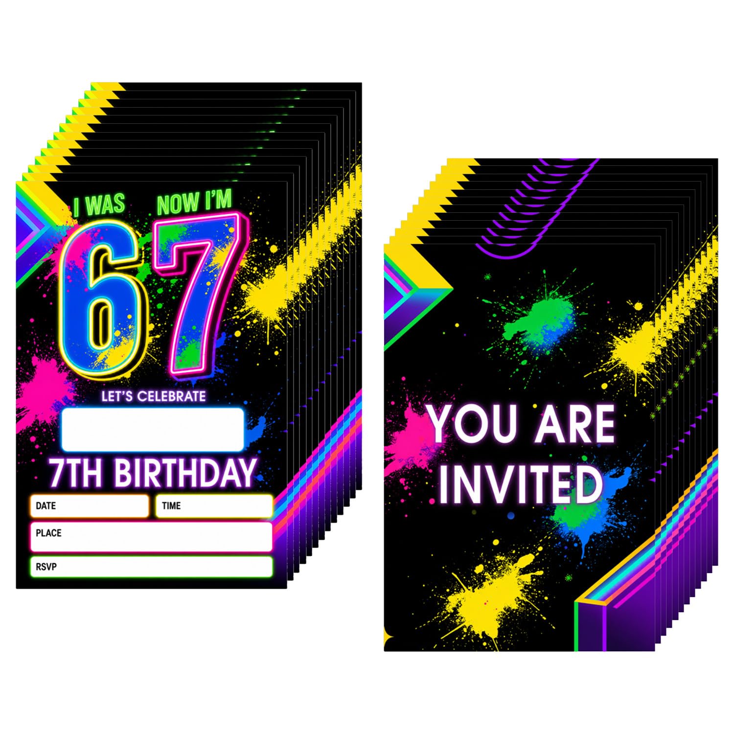 25Pcs Party Invitations, 6 7 Party Favors, Birthday Invitations for Boys