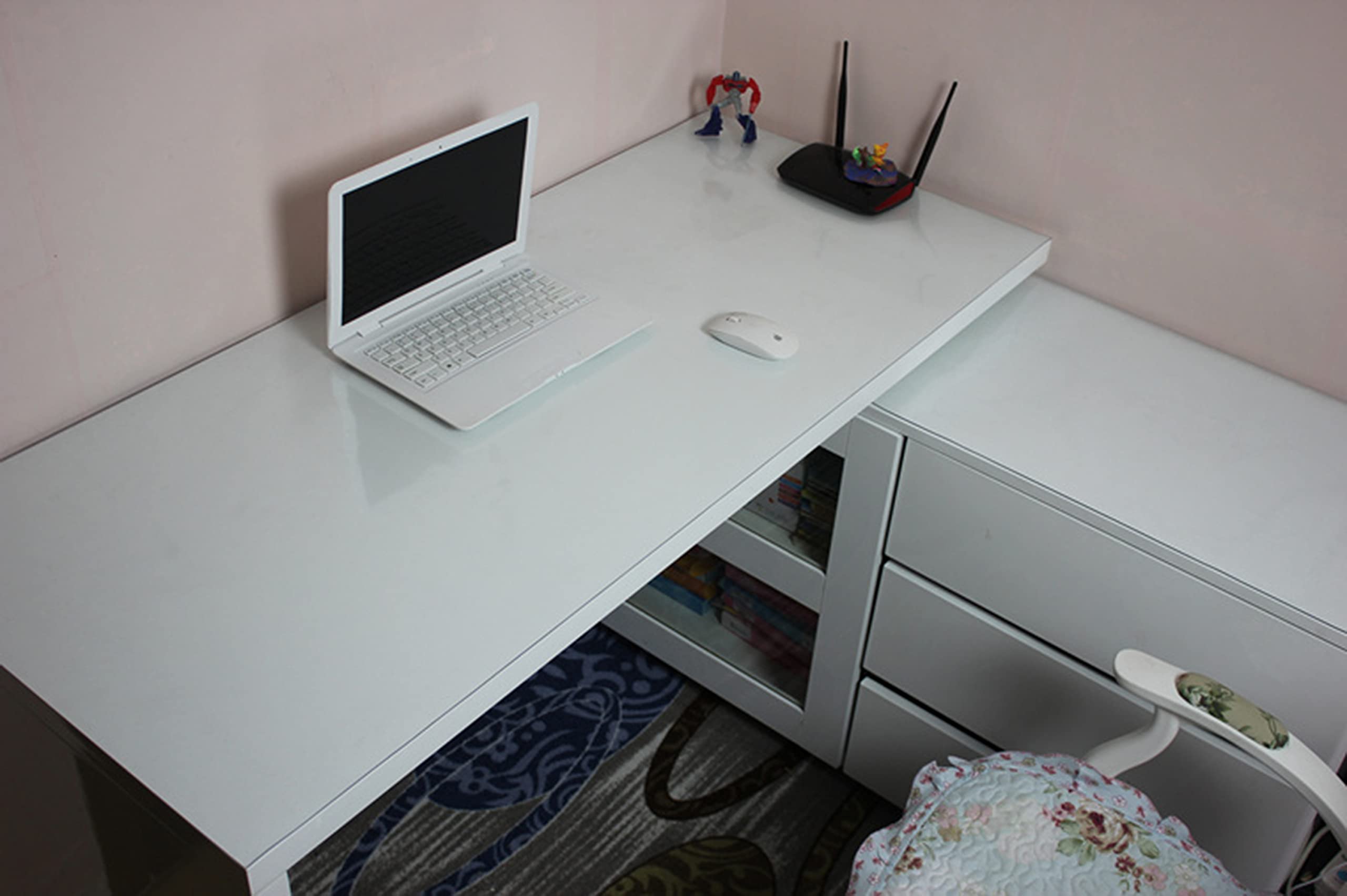 Sous-Main De Bureau Transparent 100x50cm - Tapis PVC Antidérapant Texturé Bords Ronds
