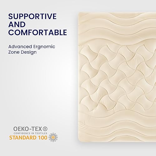 Miniatura 3 de SLEEP ZONE - Cubrecolchón refrescante, funda de colchón fresca, protector acolchado con zonas, transpirable y lavable, bolsillo profundo de 8-21