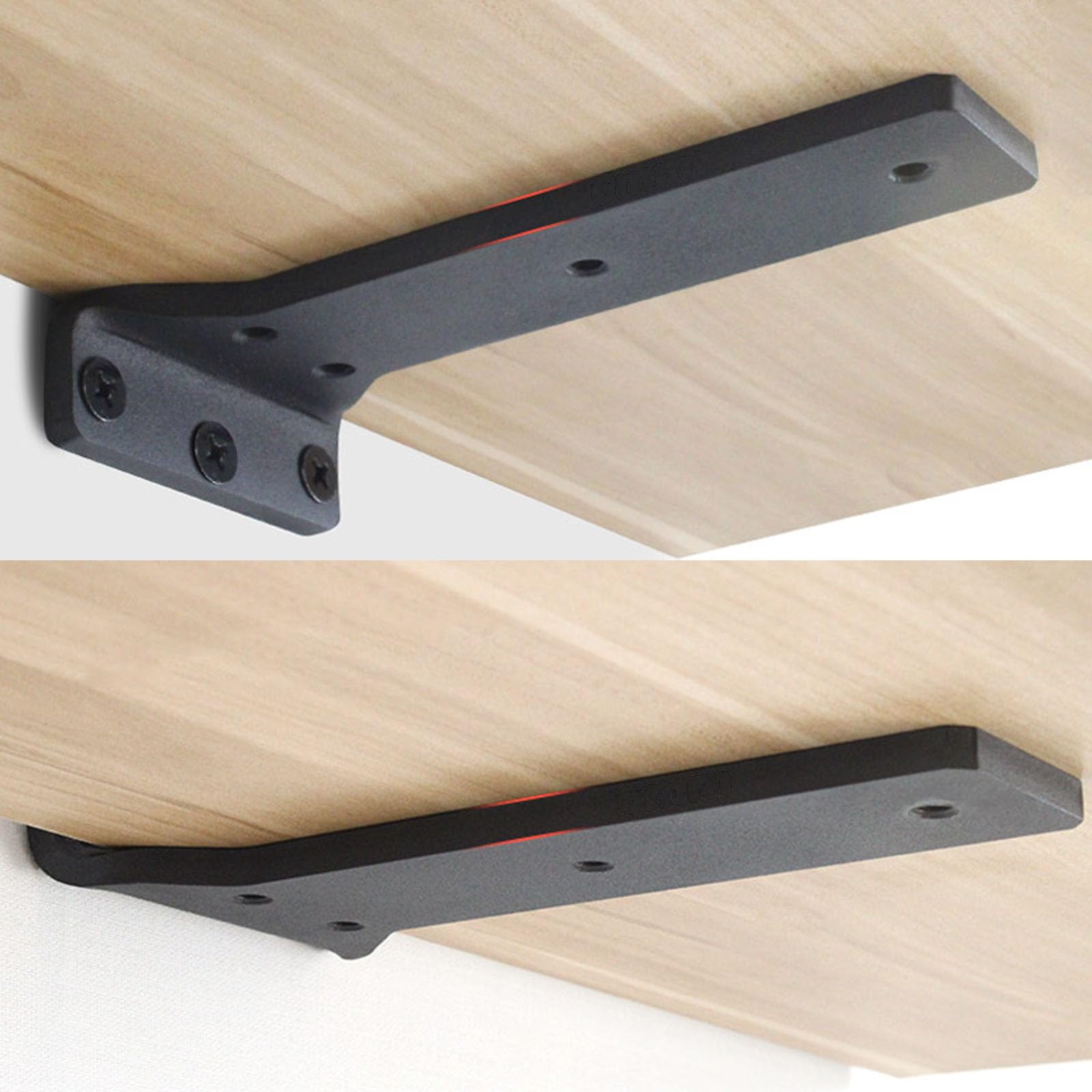 2 Pezzi Staffe per Mensole Galleggiante a Parete,Supporto per Mensola in Acciaio,Reggimensola Pesanti da Muro,Profilo a L,Staffe per Scaffali in Metallo,con Viti,Nero (300mm)