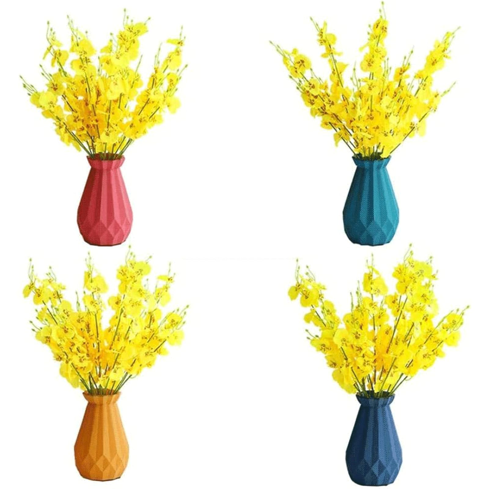 XDLEDMKIZ Vase+6 Orchids Artificial Flowers Fake Flowers Centerpieces Bouquets Decorations Home Decor Floral Arrangement