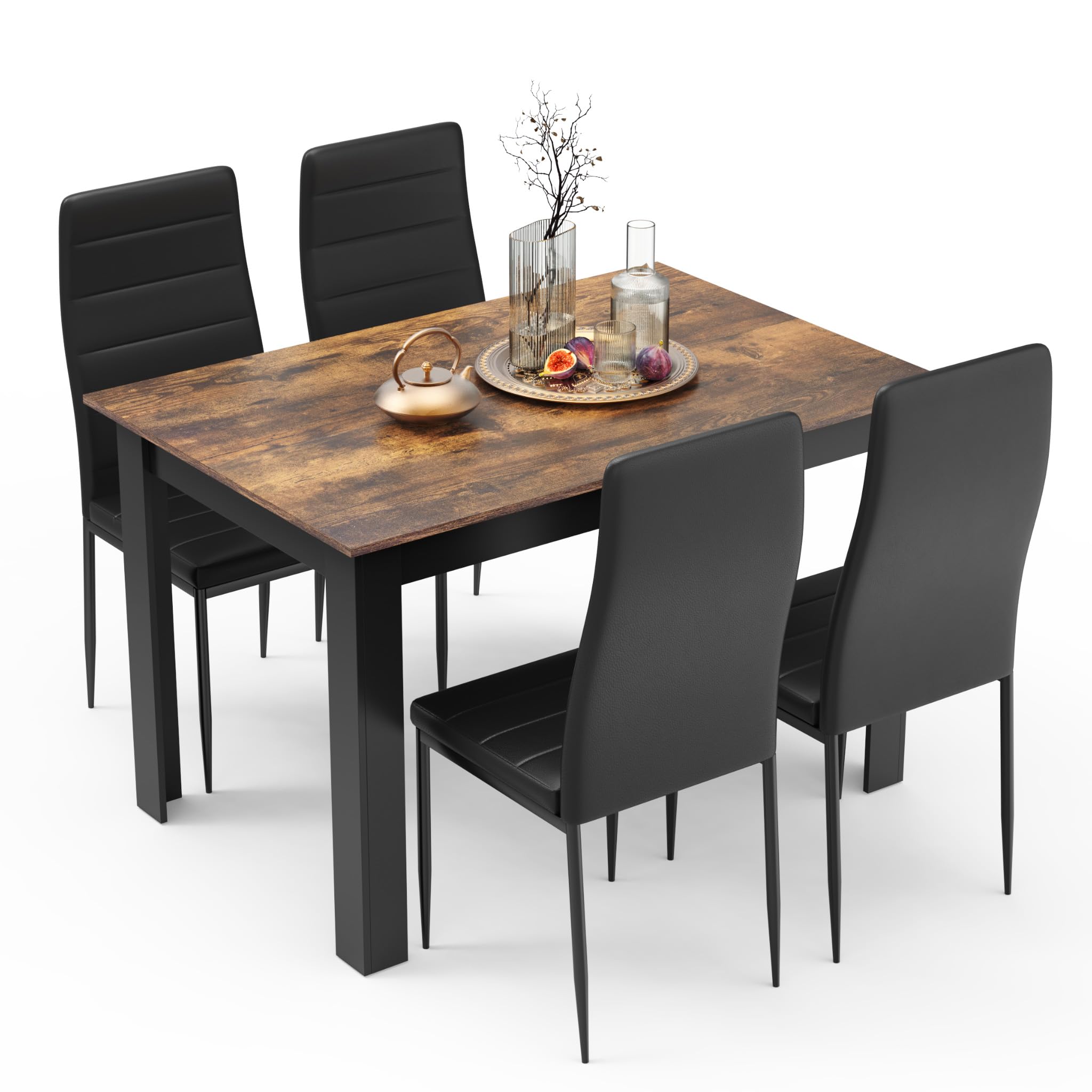 Mondeer Dining Table and Chairs Set 4, 120x80x75cm, for Kitchen Home Office — image 1
