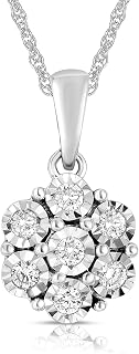 Flower Shaped Sparkly Lab Grown Diamond Stud Earrings or Necklace for Women in Rhodium Plated 925 Sterling Silver