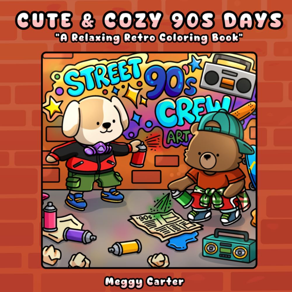 Cute & cozy 90s days: A Bold and Easy Retro Nostalgia Coloring Book