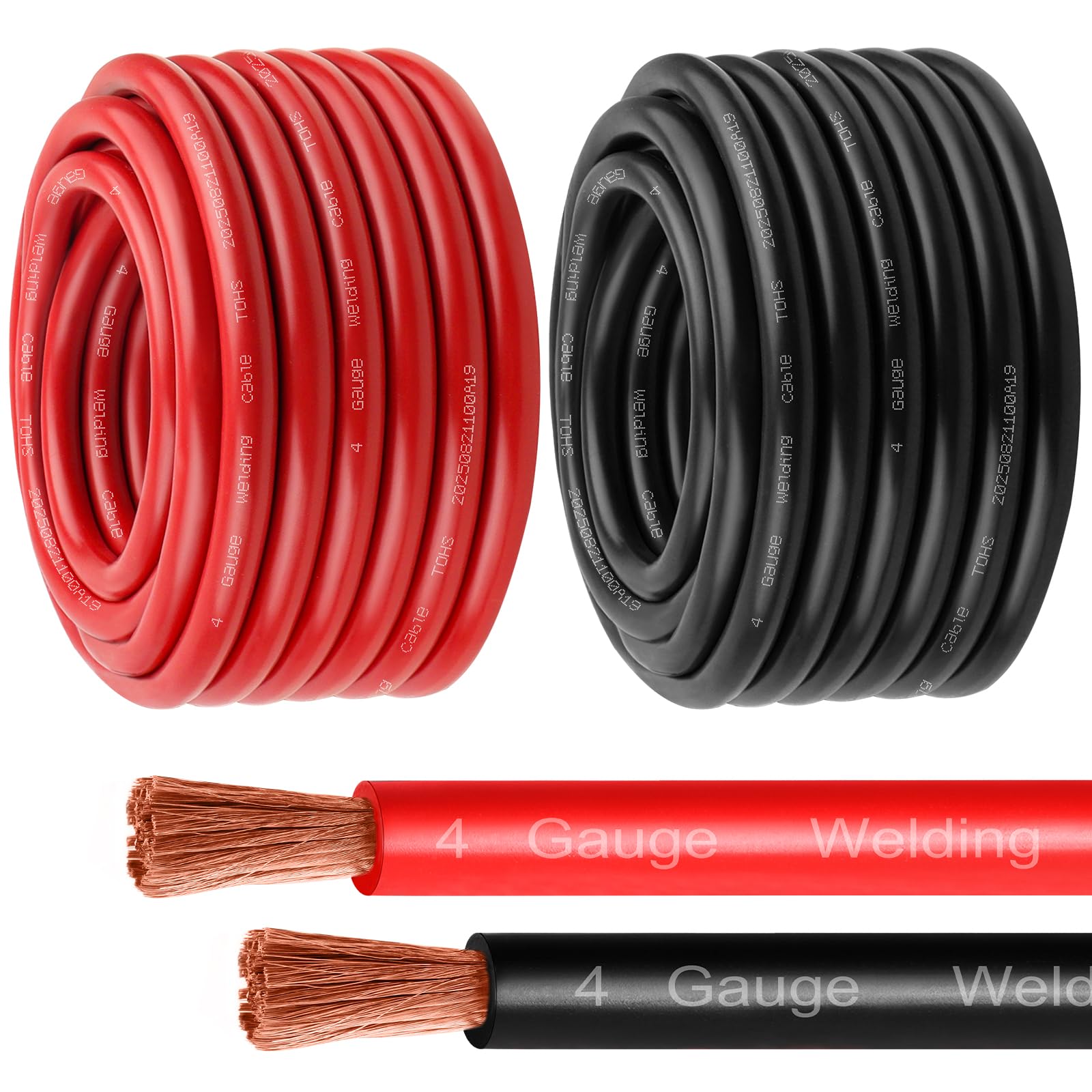 MOOKEERF 4 Gauge Battery Cable - 30FT Red + 30FT Black 4 AWG Welding Cable Flexible Stranded Oxygen-Free Pure Copper Wire for Automotive, Battery,