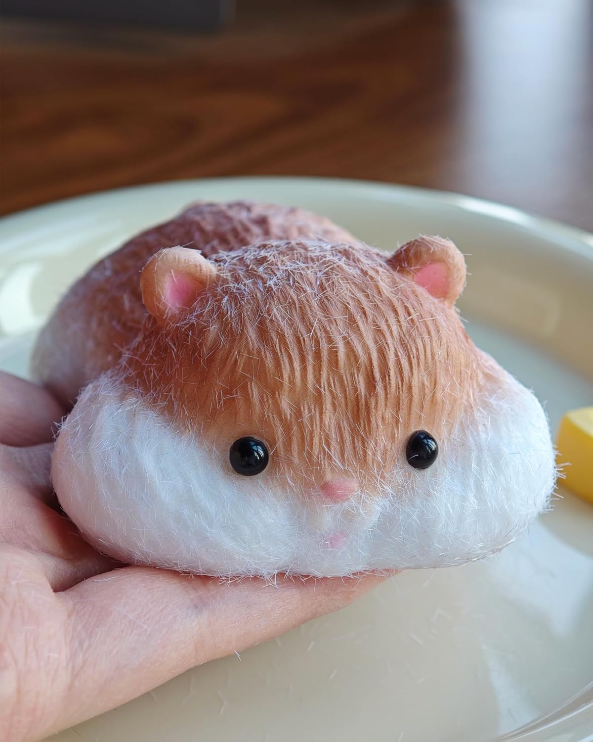 Handmade Lying Hamster Taba Squishy Toy - Cute Realistic Silicone Animal Fidget Sensory Toy, Ultra-Soft Stress Relief Squeeze Toy for Relaxation Gift (Brown-Prime)