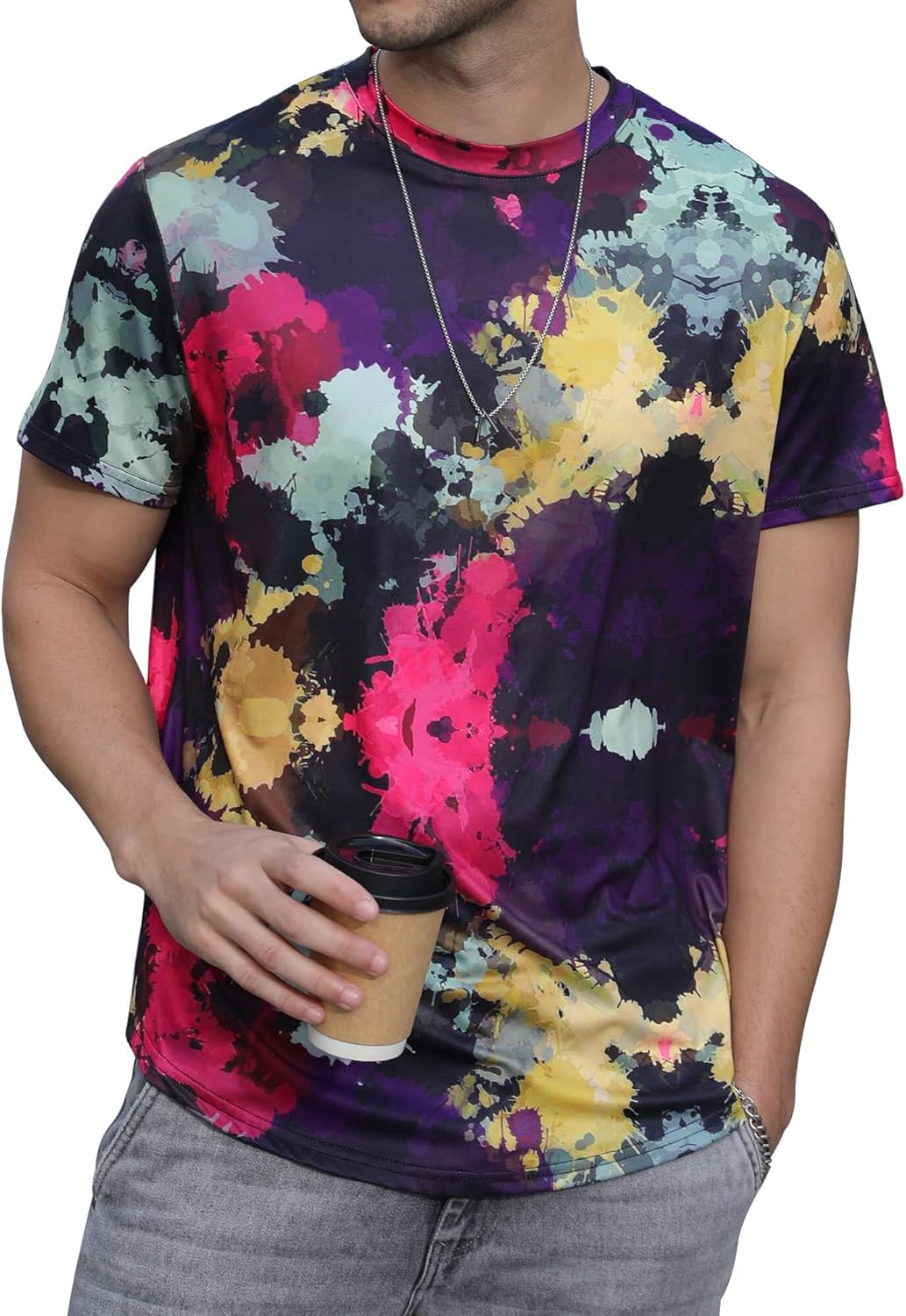 Aiyino Men's Trendy Graphic Print T-Shirt Cool Hipster Hip Hop Streetwear Tees