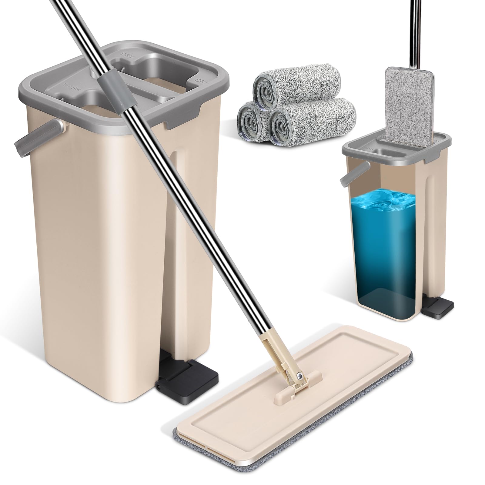 Amazon.co.jp: ZNM モップバケツ付き フロアモップ 360°回転