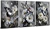 Black and White Butterfly Wall Art Abstract Flower Canvas Prints for Living Room Vintage Daisy Wildflower Painting Poster Nature Botanic Picture Canvas Artwork for Bedroom Home Decorations 12x16