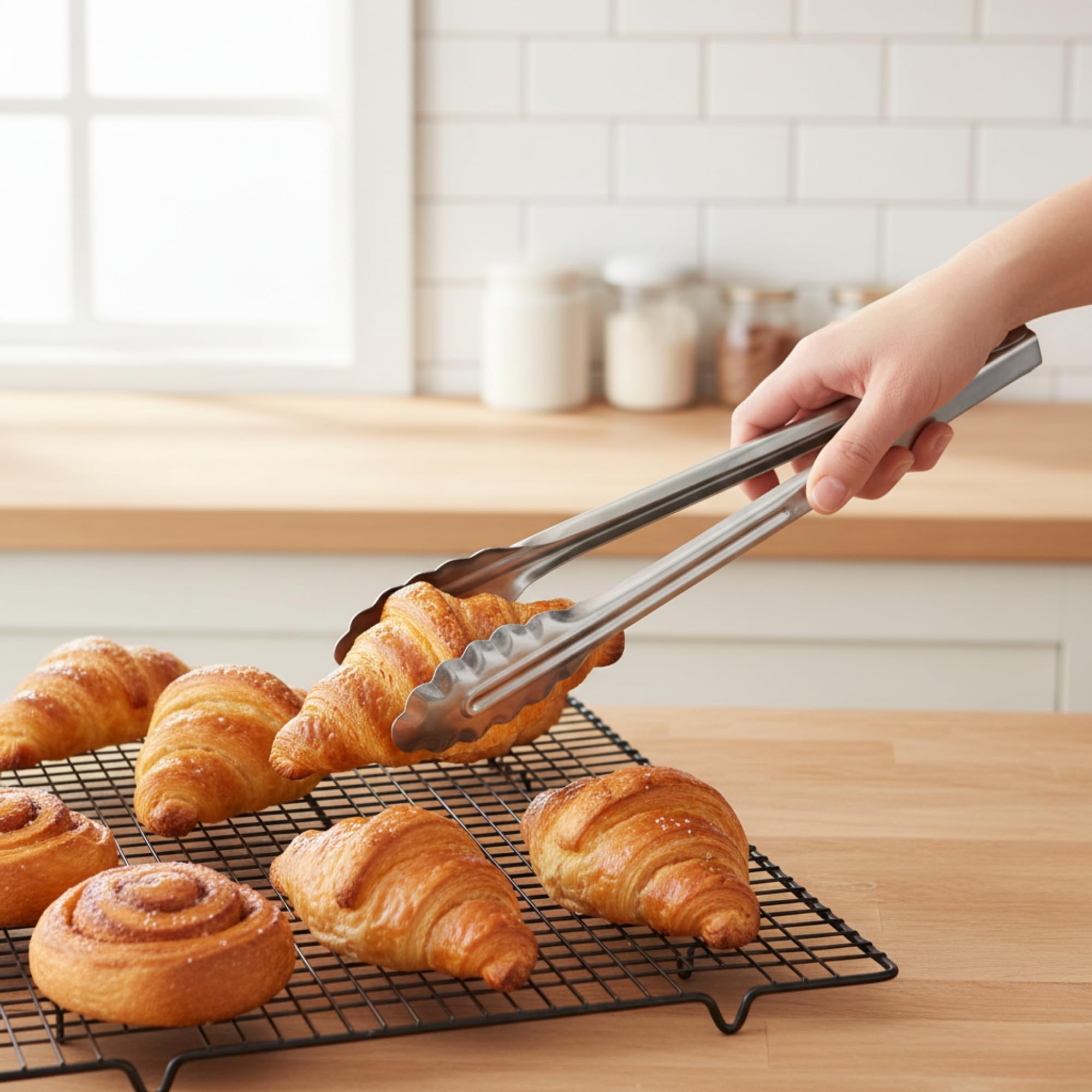 Pinze da cucina extra pesanti da 40,6 cm, in acciaio inox, con molla a spirale, strumento di preparazione degli alimenti di grado commerciale per cucinare grigliate barbecue (confezione da 2)