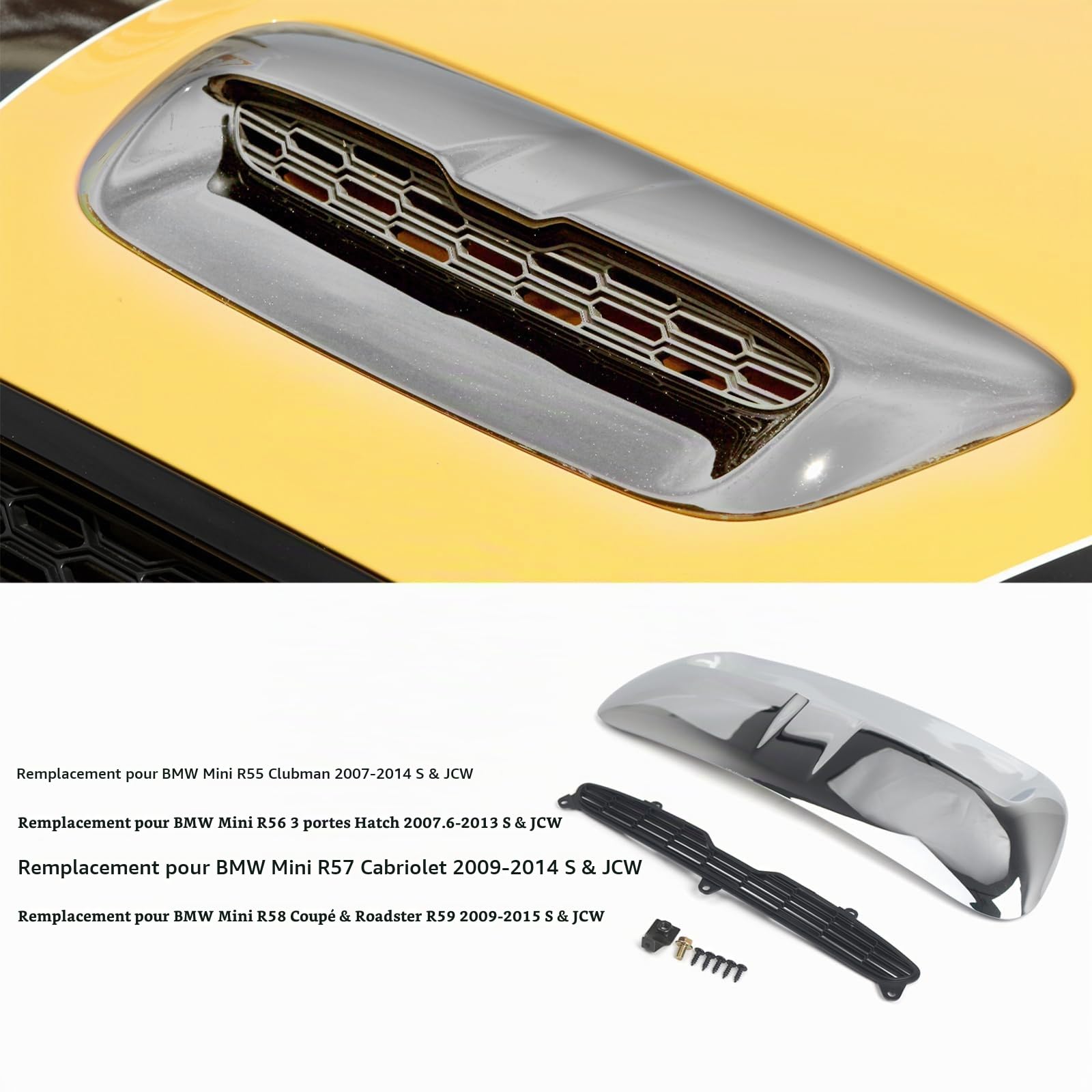 Shkalacar Capot D'aération De Voiture,Prise d'air de Capot de Remplacement Compatible avec BMW Mini Cooper S SD JCW R55 R56 R57 R58 R59 2007-2015, 51132756095, 51132757694, 51232752275
