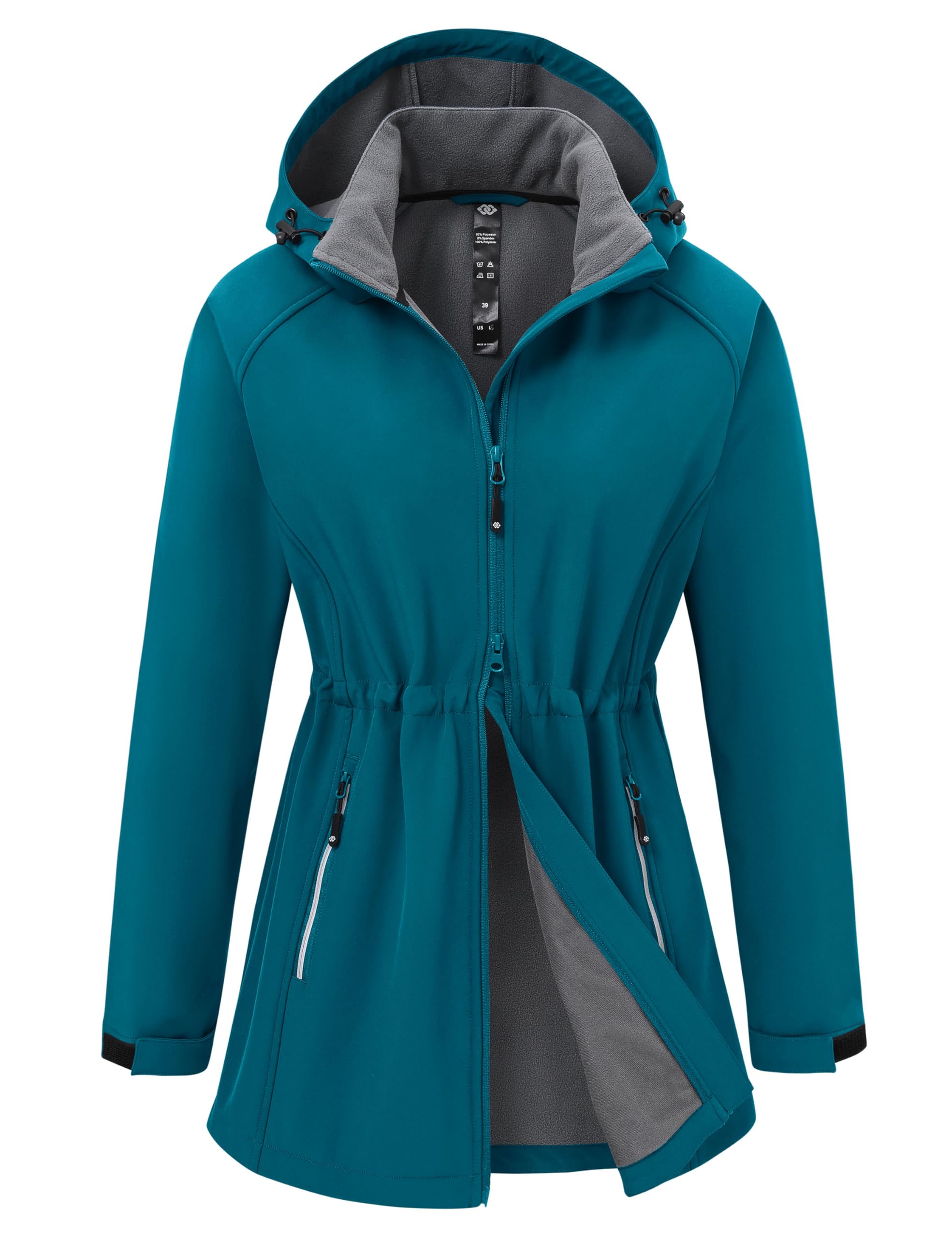MoFiz Softshelljacke Damen Lange mit Fleecefutter Übergangsjacke EUS-2XL