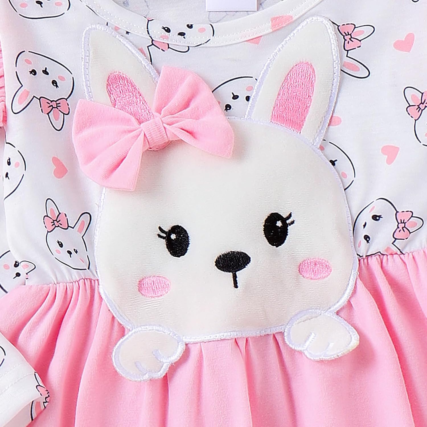 Easter Day Baby Girl Outfits Toddler Baby Easter Dress Ruffle Cute 3D Bunny Romper Skirt Little Girls Dress Headband - Image 5