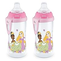 Vista 1 de NUK Vaso activo para sorber, 10 onzas, paquete de 2, Disney Princess, sin BPA, boquilla suave, taza a prueba de derrames