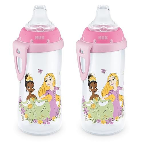 NUK Vaso activo para sorber, 10 onzas, paquete de 2, Disney Princess, sin BPA, boquilla suave, taza a prueba de derrames