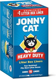 JonnyCat Heavy Duty Tear & Leak Resistant Litter Box Liners with Drawstring - Jumbo Size, 15 Count