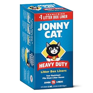 Jonny Cat Litter Box Liners Heavy Duty - Tear Leak Resistant - Drawstring Close - Jumbo 15 Count