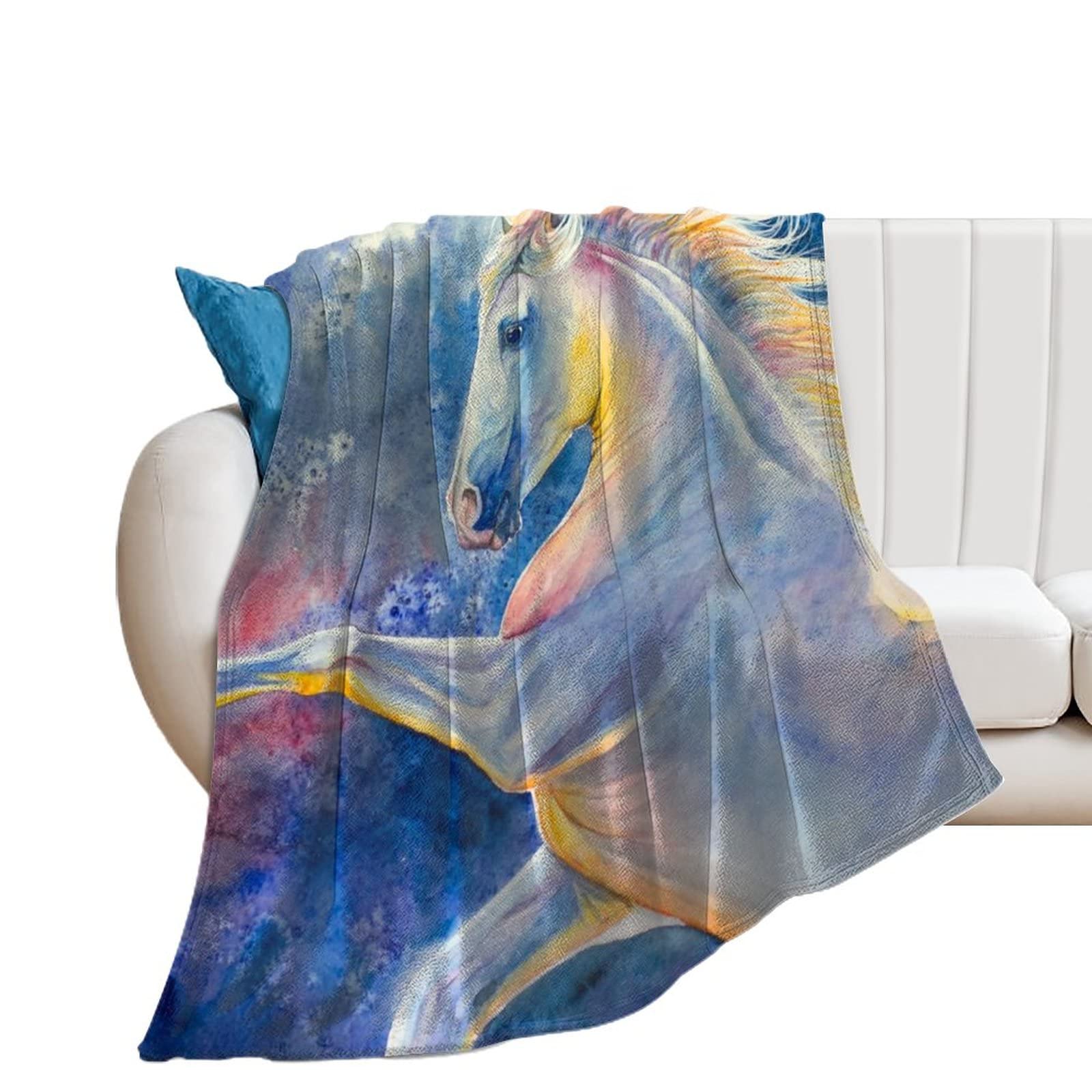 Couverture en flanelle cheval blanc un nid de tendresse et de douceur pour toute la famille