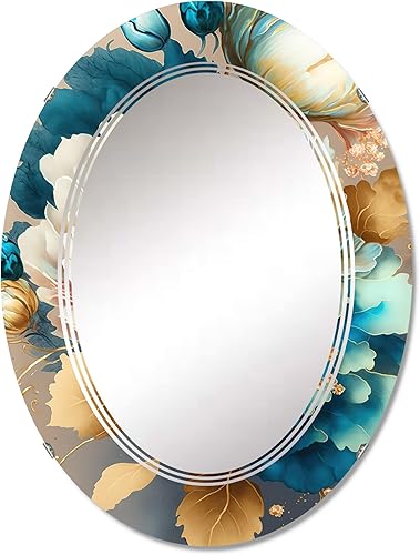 Vibrant Floral Bunch II - Espejo de tocador, espejos de baño, espejos de pared para sala de estar, dormitorio, espejo ovalado, grande 20 x 30 pies,