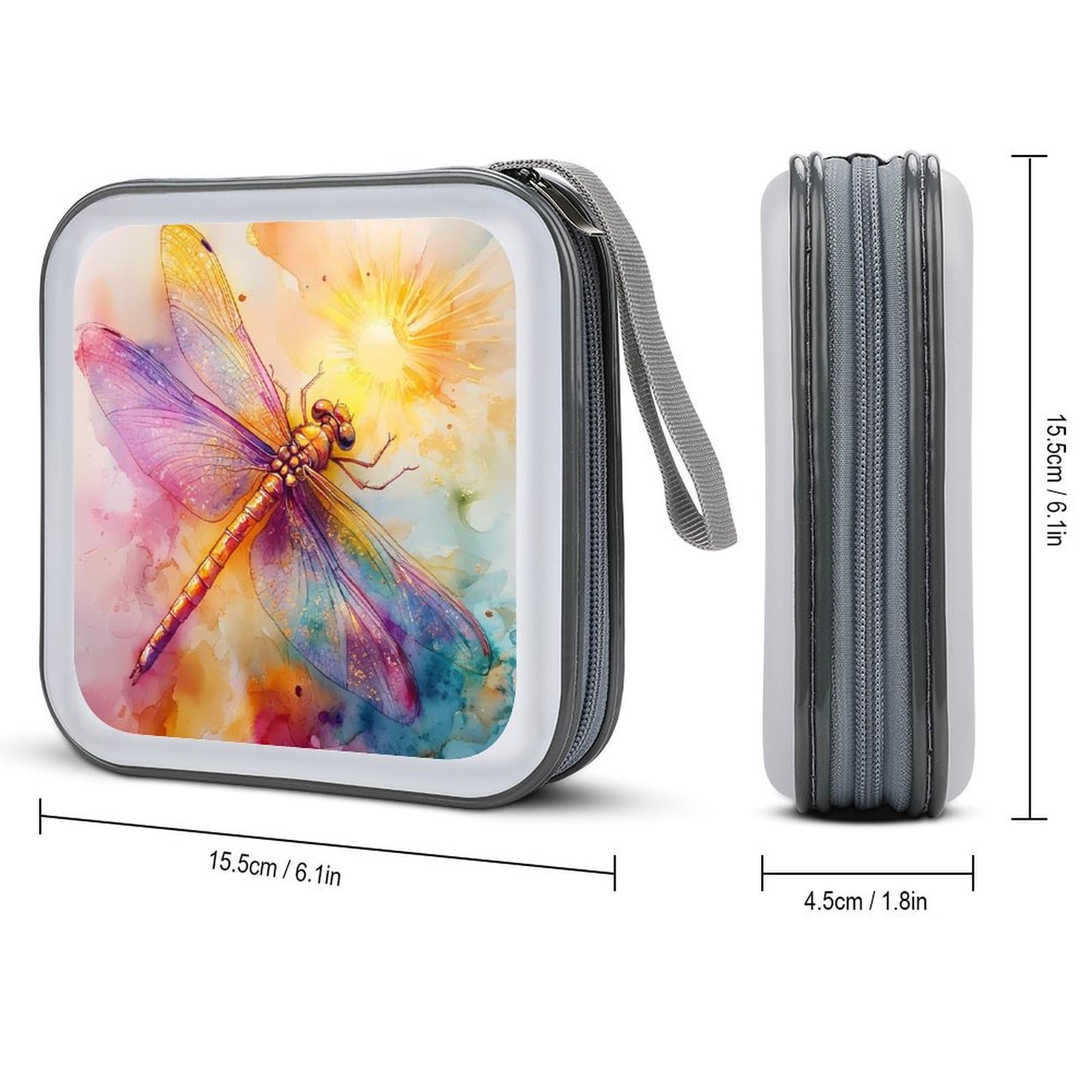 Radiant Dragonfly CD Case Portable DVD Holder Storage Organizer for Home Travel