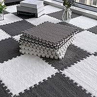 Vista 8 de 10 piezas Alfombrilla de Espuma de Rompecabezas de Felpa para Suelo, Baldosas de Espuma Cuadradas Entrelazadas Suaves y Esponjosas, Alfombras