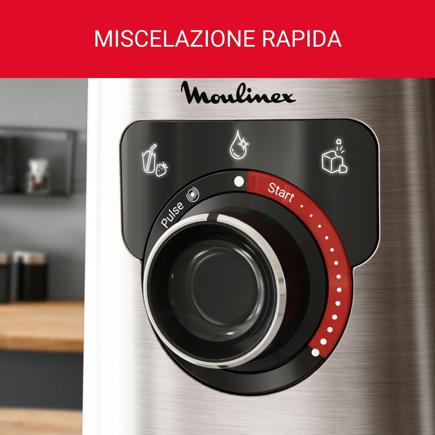 Moulinex LM871D Frullatore PerfectMix+ Frullatore ad alta Velocità con Tecnologia delle Lame Powelix, Programma di autopulizia, Potente Motore da 1200 W