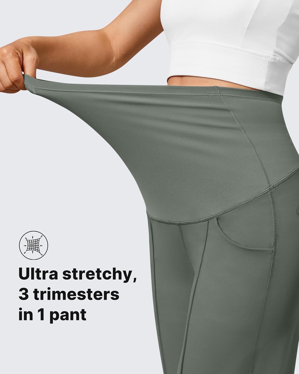 G4Free Maternity Dress Yoga Pants with Pockets Over The Belly Stretchy Work Slack Pregnancy Wide Leg Lounge Trousers - Image 4