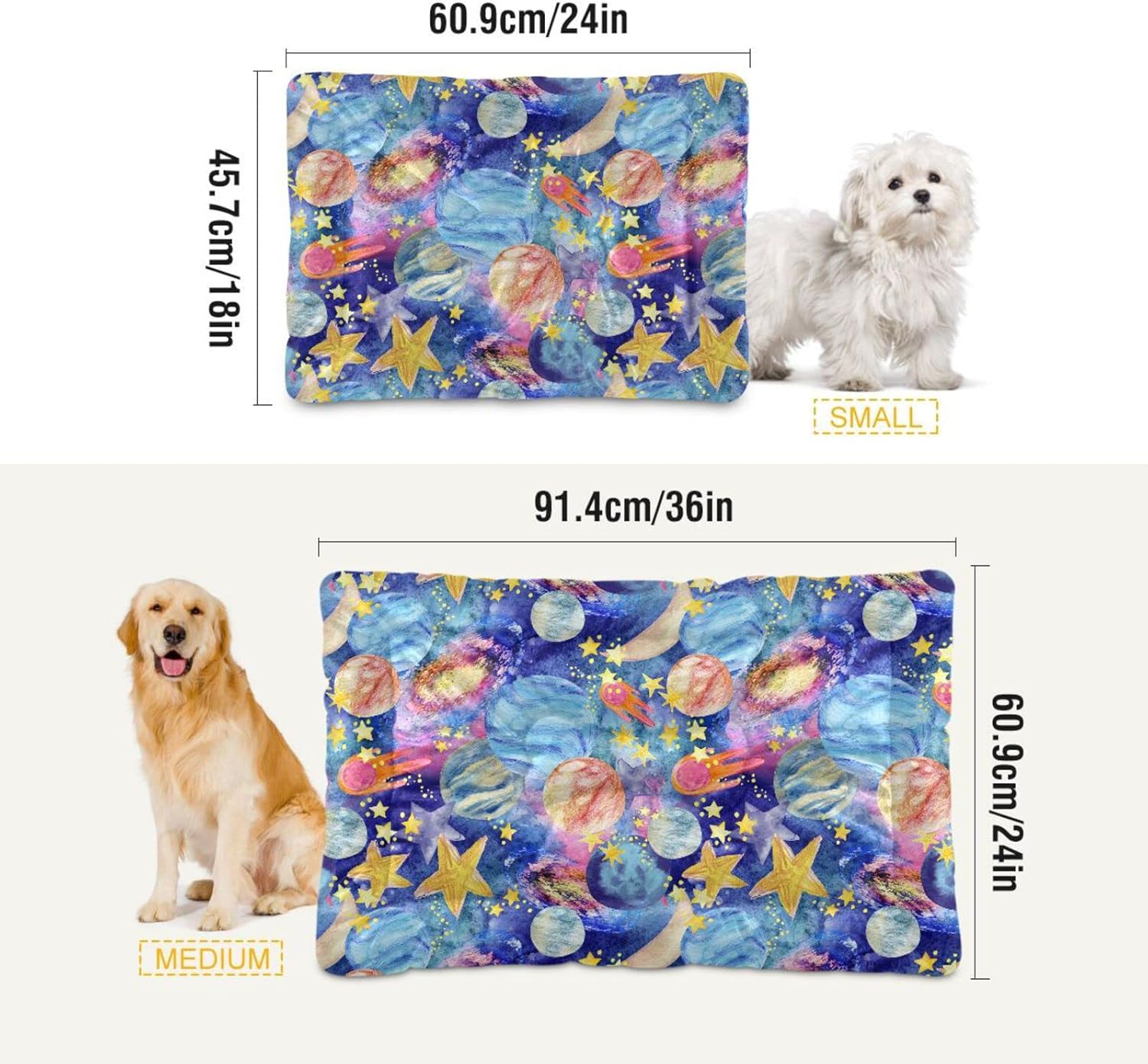 review Ultra Soft Pet Bed Washable Dog Bed Crate Mat for Dogs Fleece Dog Crate Kennel Pad Cat Pet Bed Liner 24x18in Galaxy Moon Constellations Sun on Starry