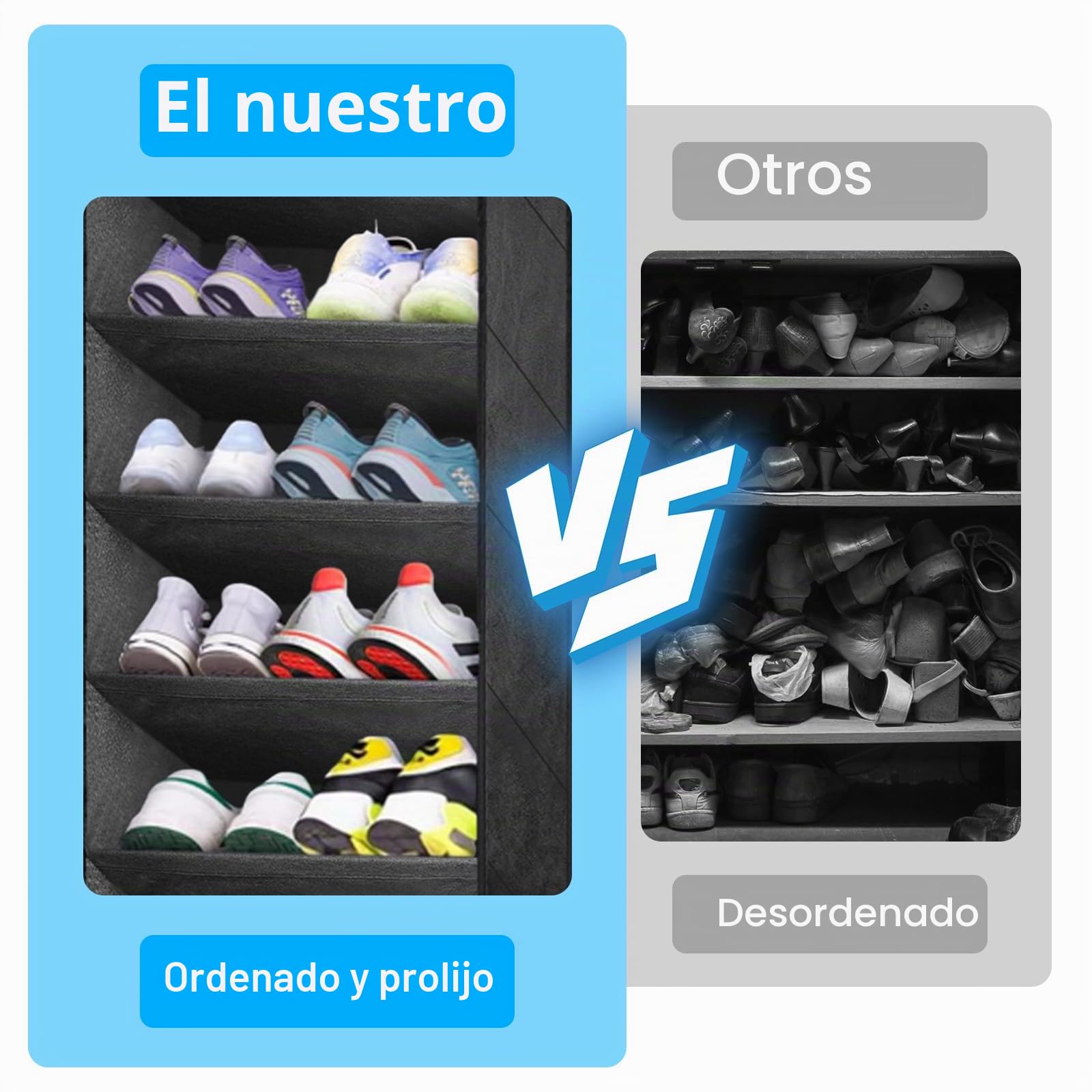 Zapatero para puerta, zapatero colgante, organizador de zapatos, puerta con 6 bolsillos profundos, se adapta a 12 pares de zapatos (negro)