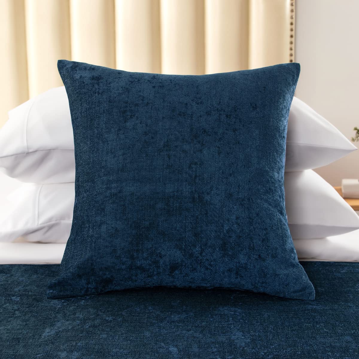 Taies d'oreiller AMBERIS bleu foncé 45x45 pour un salon chaleureux et déco de canapé