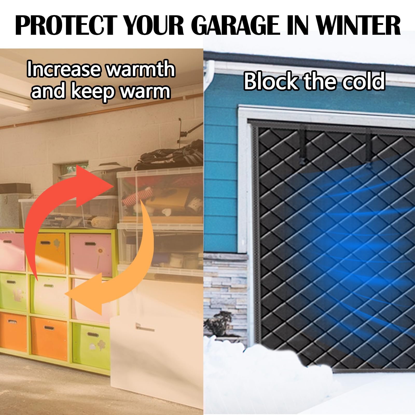 Tenda Isolante Mocoli per Porta Garage, 497x218 cm, Nero, Impermeabile, Magnetica, Termoisolante