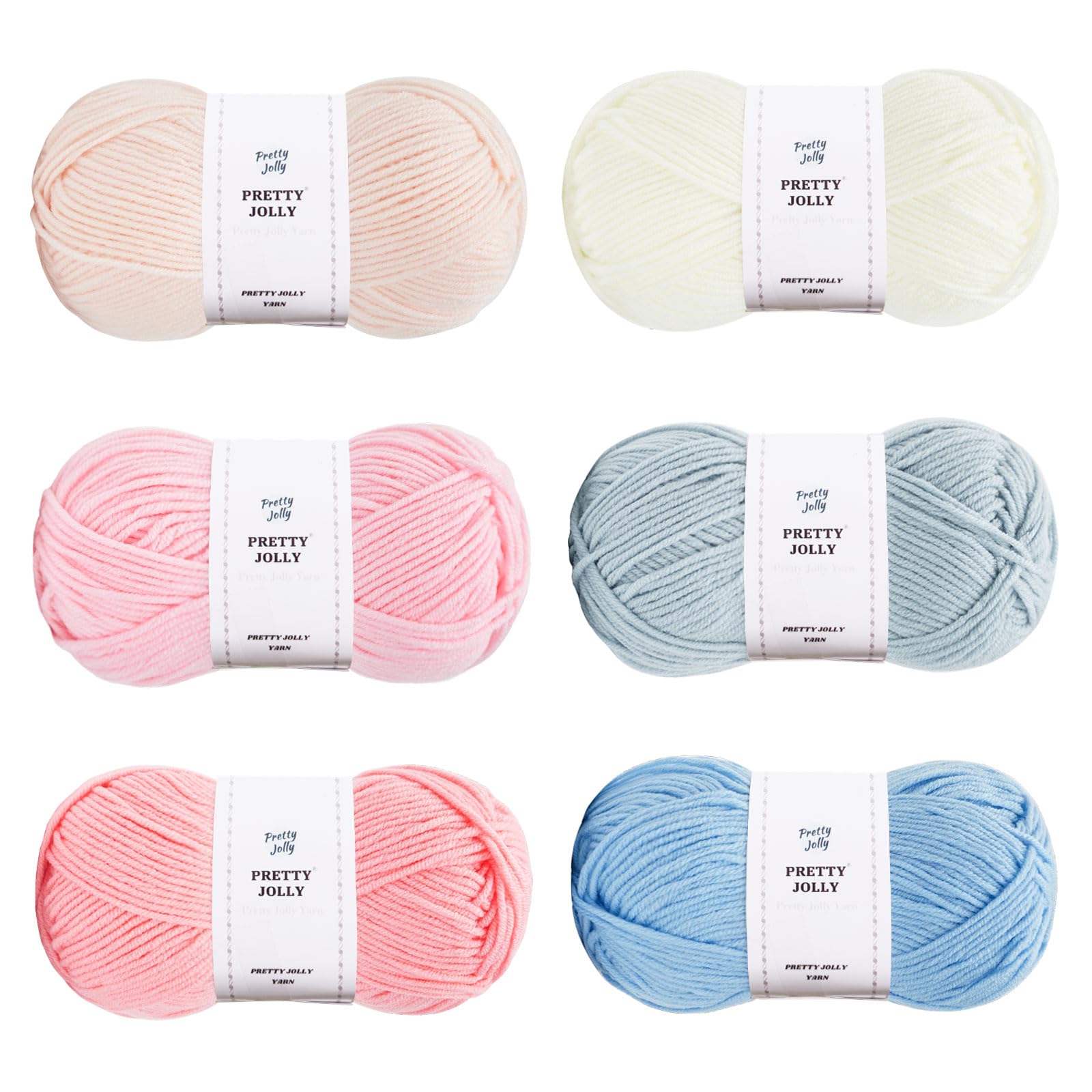 Pretty Jolly 300g Soft Assorted Colors Yarn - Sport Weight,100% Acrylic, 4 Ply, Bonbons Yarn for Crochet & Knit, DIY Project Starter Kit for Kids or Adults(Total 795m) (Department 13)