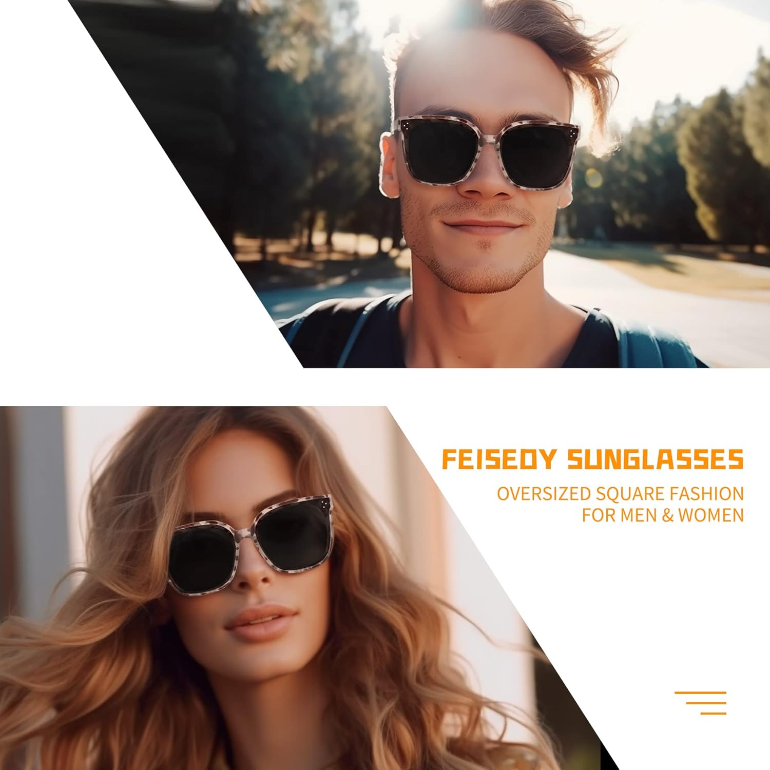 FEISEDY Oversized Polarized Sunglasses - UV400 Protection, Square Fashion Sun Glasses for Outdoor & Daily B2600 - Image 9