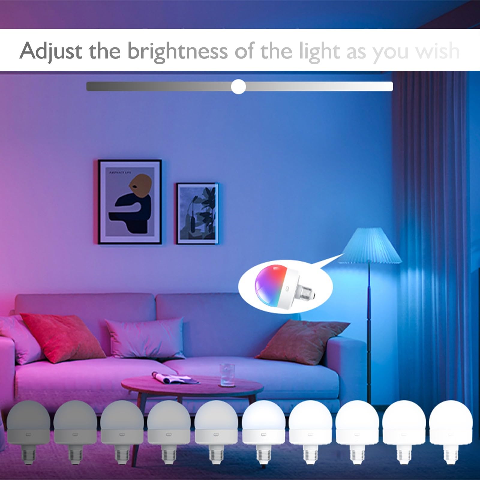 Bombillas Inteligentes Recargables, Con Mando A Distancia E26/E27 LED Bombillas De Emergencia RGBCW Color Para Aplique Inalámbrico De Pared (Color : 4 Packs)