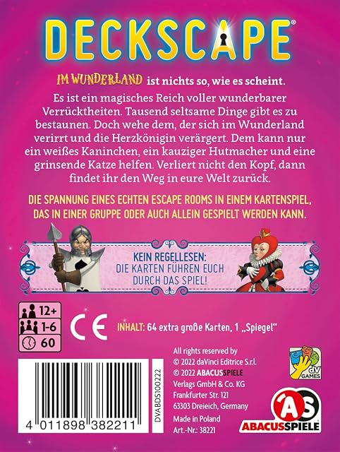 Foto 4 de 5 de ABACUSSPIELE 38221 Deckscape, Escape Room - Juego de Cartas Cat Im Wunderland