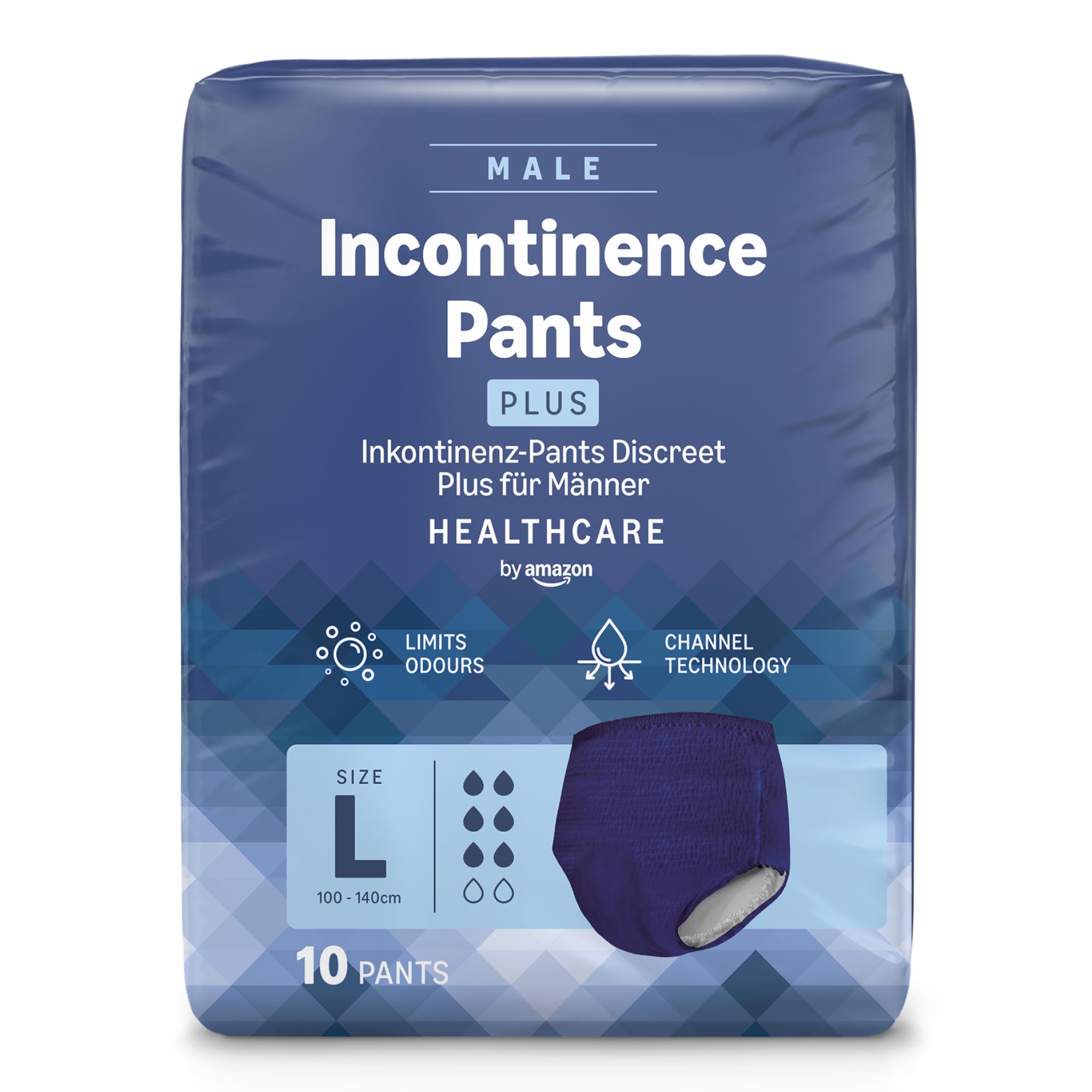 Healthcare by Amazon Man Pants Plus Large - 40 Count (4 Packs of 10), Blue, (Previously Amazon Basic Care) - Packaging May Vary