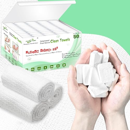 Toallas grandes comprimidas, ultra suaves, desechables, mini toalla mágica gruesa, portátil, tejido de monedas de algodón para viajes, campamento,