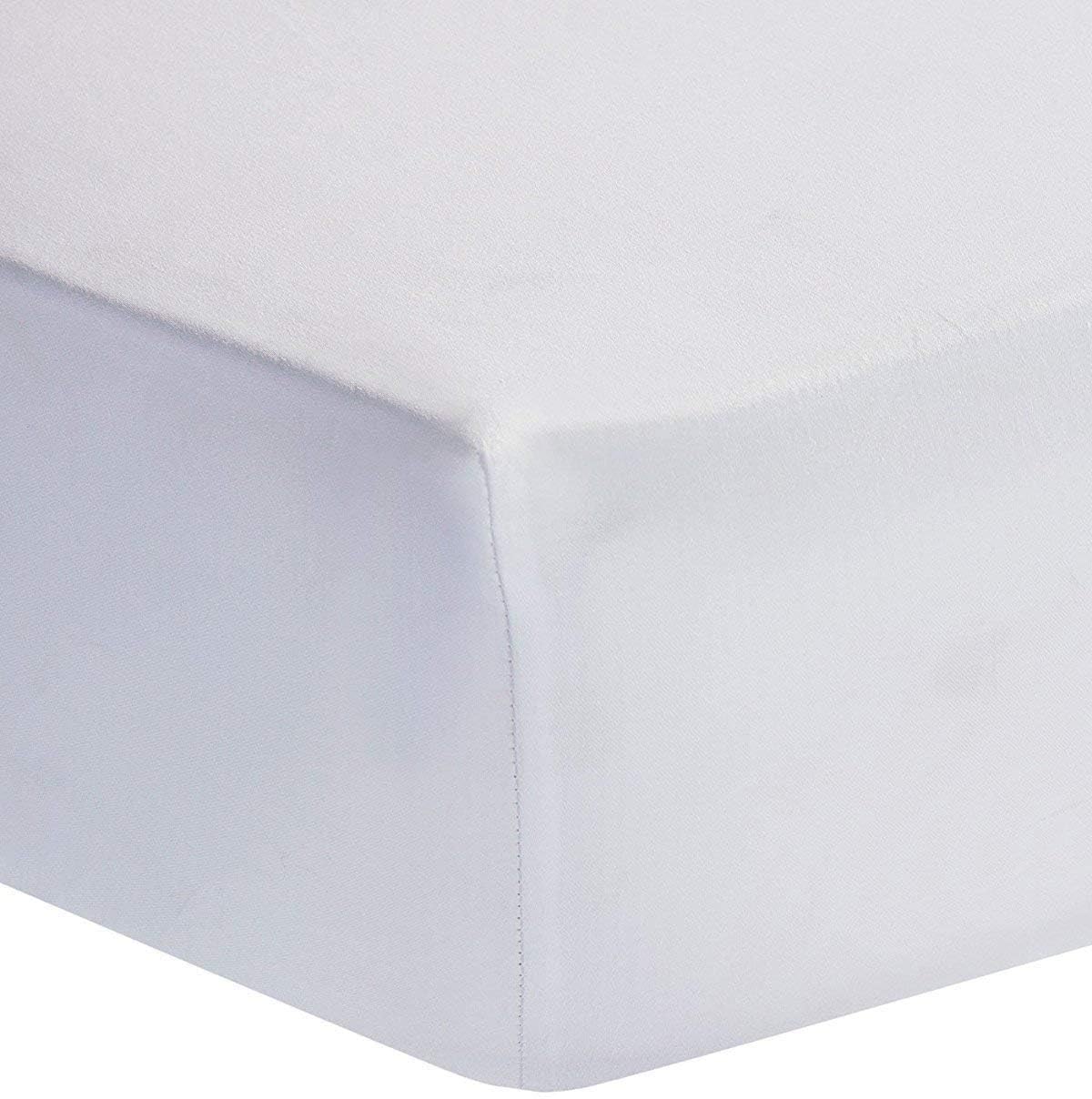 My Home Store Double Fitted Sheet 100% Egyptian Cotton 300TC Hotel Quality 30 cm White Fitted Bedsheets