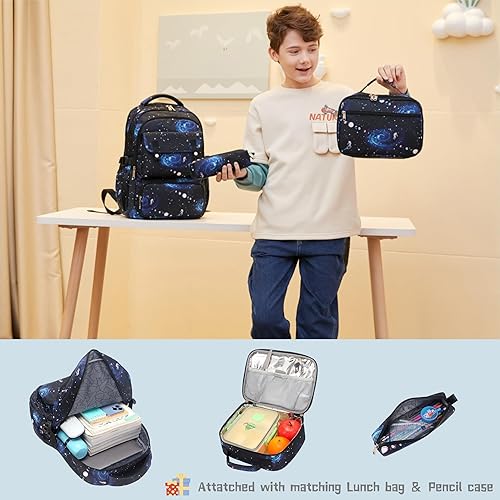 Miniatura 2 de Mochila escolar con estampado de galaxias para niños de secundaria y primaria
