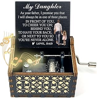 ukebobo Daughter Wooden Music Box Gift from Dad, You are My Sunshine Music Box, Father to Daughter Gift, Birthday Christmas Graduate Support Gifts for Daughter, Father Daughter Print-618