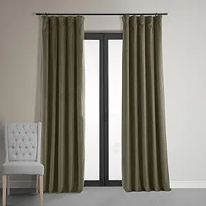 HPD Half Price Drapes Signature Velvet Thermal Blackout Curtains for Living Room 108 Inch Long (1 Panel) Rod Pocket Insulated Blackout Curtains for Bedroom Window Curtains, 50W x 108L, Denver Taupe